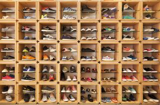 Shoes on shelves